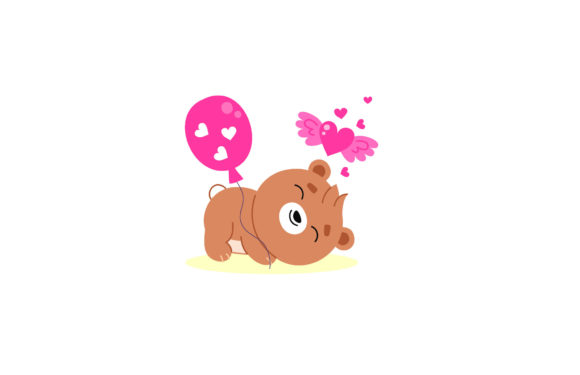 Download Cute Baby Bear &amp; Love Balloon Design Art - Baby Collection