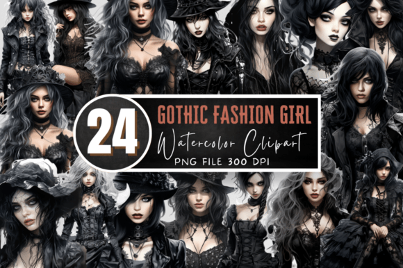 Download Gothic Fashion Girl Clipart White - Gothic fashion girl Collection