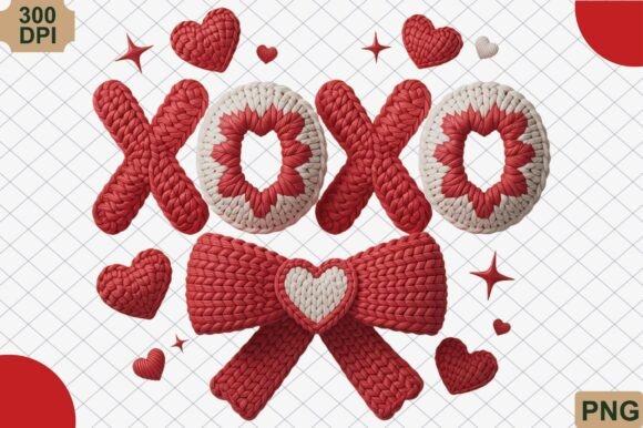 Download Faux Yarn XOXO Bow, Valentine’s Day PNG - Premium Resources