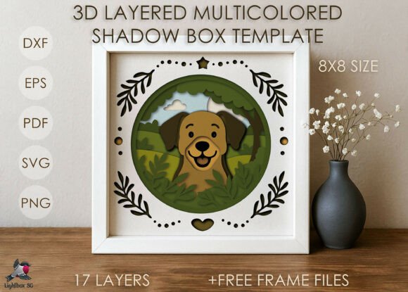 Download Baby Dog Shadow Box SVG DXF Template - Baby Collection
