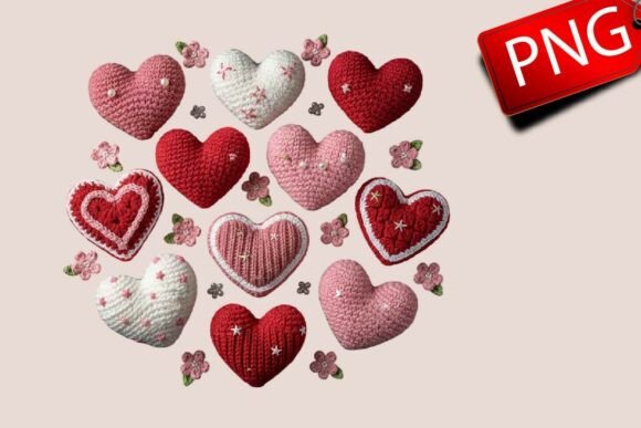Download Knitted Heart PNG Bundle, Crochet &amp; Yarn - Knitted heart png Collection