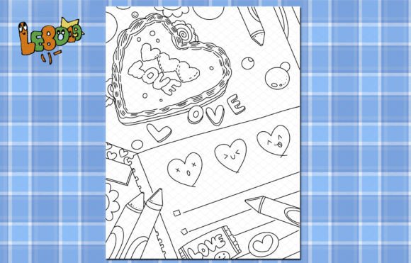 Download Cute Love Coloring Page Graphic - Premium Resources
