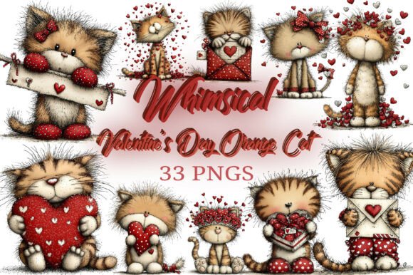 Download Valentine's Day Orange Cat Clipart Png - Premium Bundle